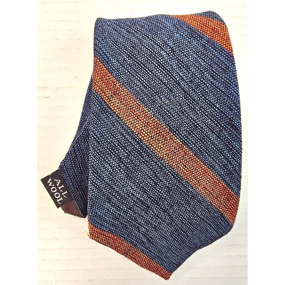 Tom Ford Other - Vintage Striped Repp All Wool Tie Blue & Orange Classic Mens Accessory